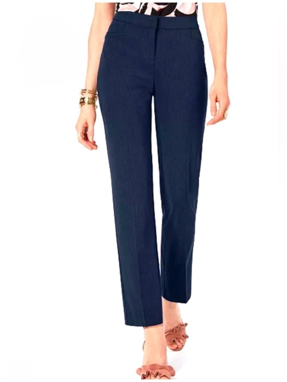 ALFANI Women’s Navy Blue Straight Leg Modern Dress Pants Stretch Size 10S